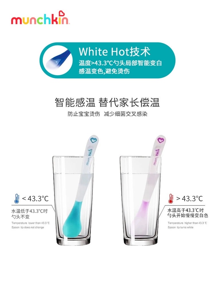 munchkin Manqujian temperature-sensing spoon for complementary food, color-changing newborn baby temperature-measuring spoon for babies over 6 months old detail image 4