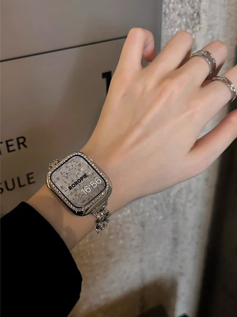 适用苹果手表iwatch9表带细款不锈钢金属星星链条applewatch8女款男女通用款手链手串详情图15