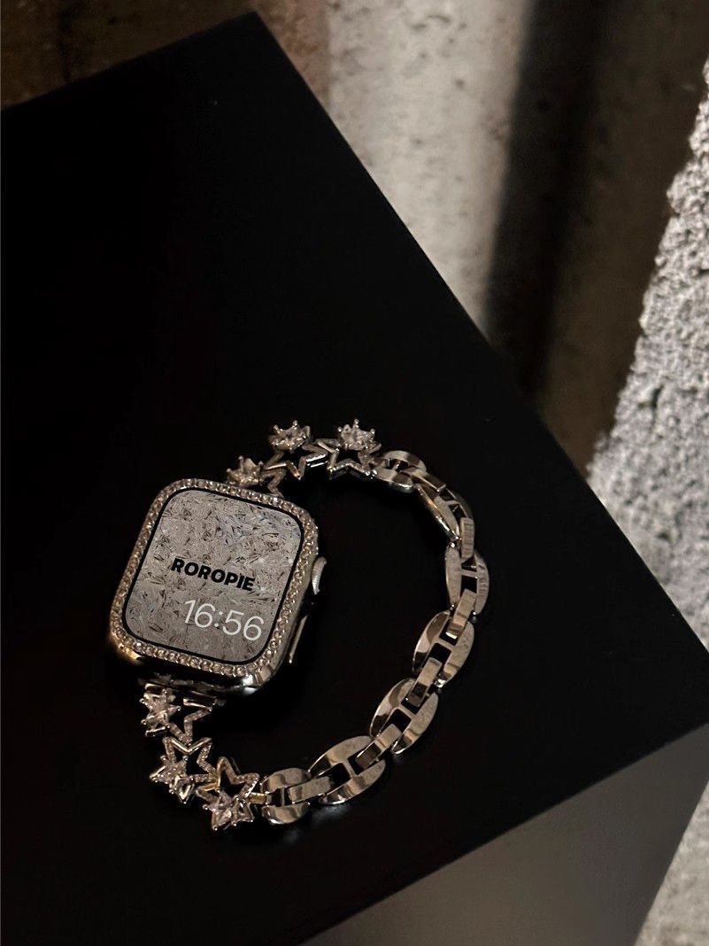 适用苹果手表iwatch9表带细款不锈钢金属星星链条applewatch8女款男女通用款手链手串详情图9