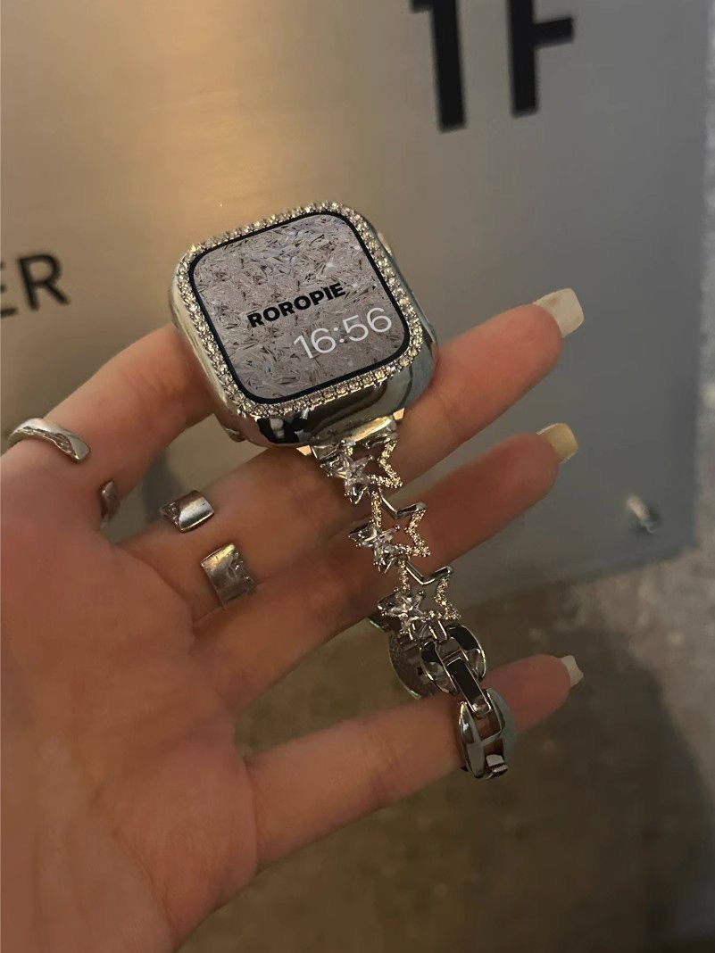 适用苹果手表iwatch9表带细款不锈钢金属星星链条applewatch8女款男女通用款手链手串详情图13