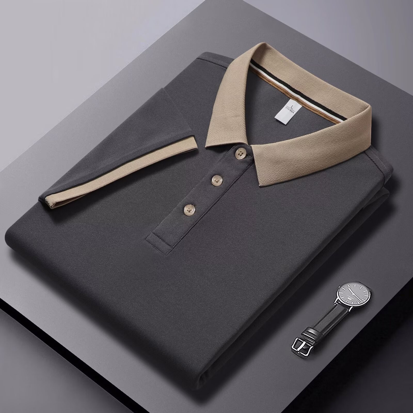 Men's T-shirt, pure cotton Polo shirt, short-sleeved Polo shirt, fashionable and casual men's Polo shirt, spring and summer new style detail image 11