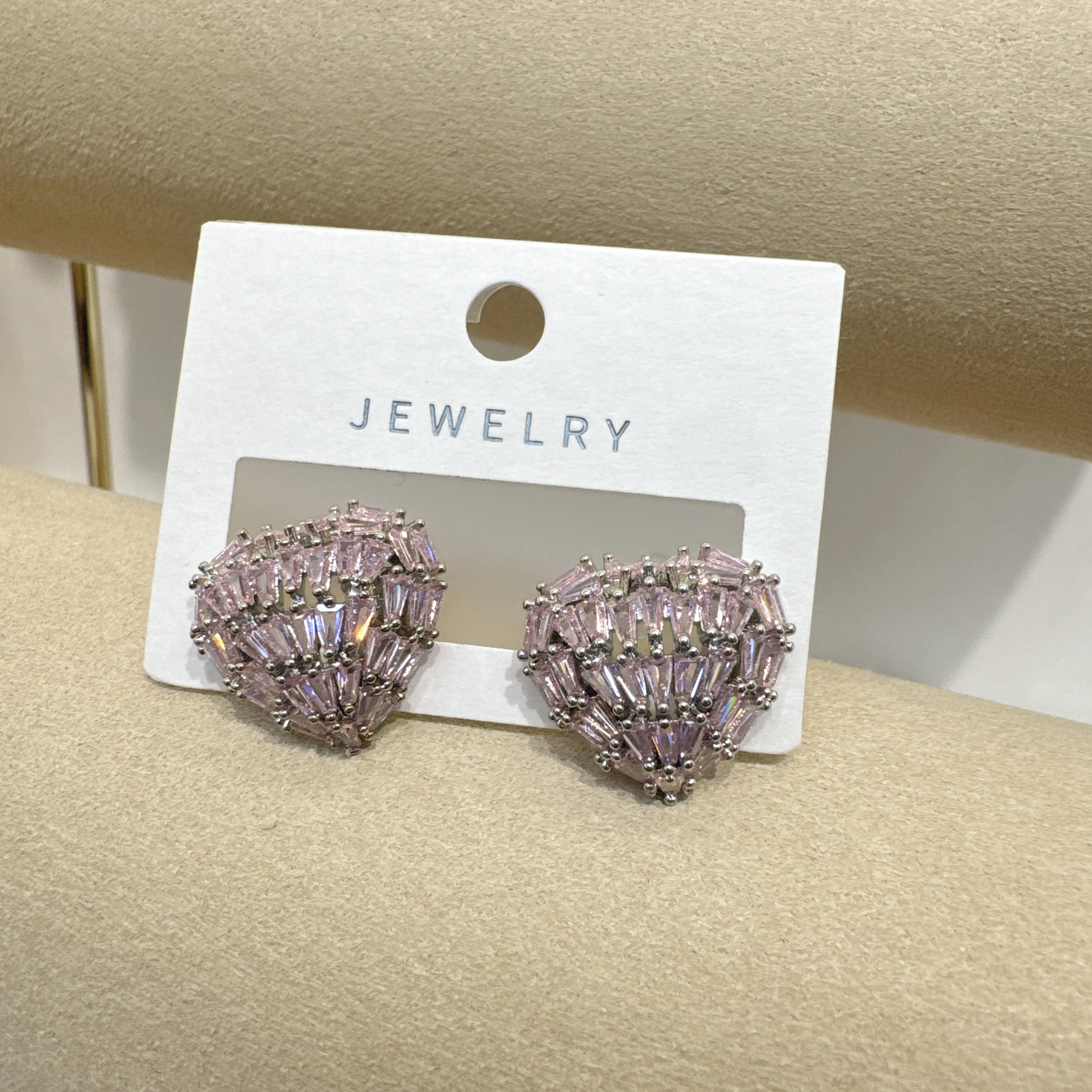 Pink you Heavy Industry micro-set zirconium diamond Silver pink temperament earrings full of diamond flowers Geometric fringe personality earrings with accessories Accessories Zircon earrings Star earrings pair thumbnail