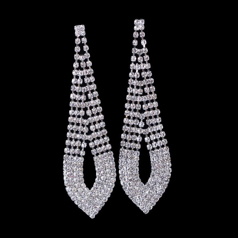 满钻耳环女款饰品 璀璨闪耀明星同款耳饰 精致优雅耳环时尚潮流耳饰品 韩国超闪长款流苏耳环气质网红百搭耳坠