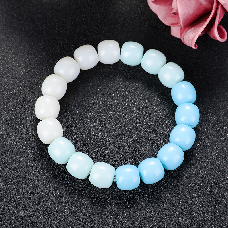 白玉菩提子盘玩盘珠手串小学生绕指柔圆珠子女生款手捻珠解压手链白底实物图