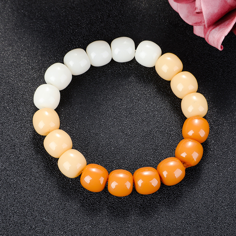 白玉菩提子盘玩盘珠手串小学生绕指柔圆珠子女生款手捻珠解压手链细节图