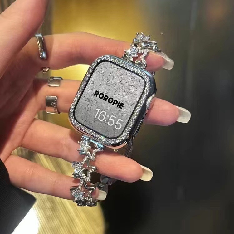 适用苹果手表iwatch9表带细款不锈钢金属星星链条applewatch8女款男女通用款手链手串详情图6