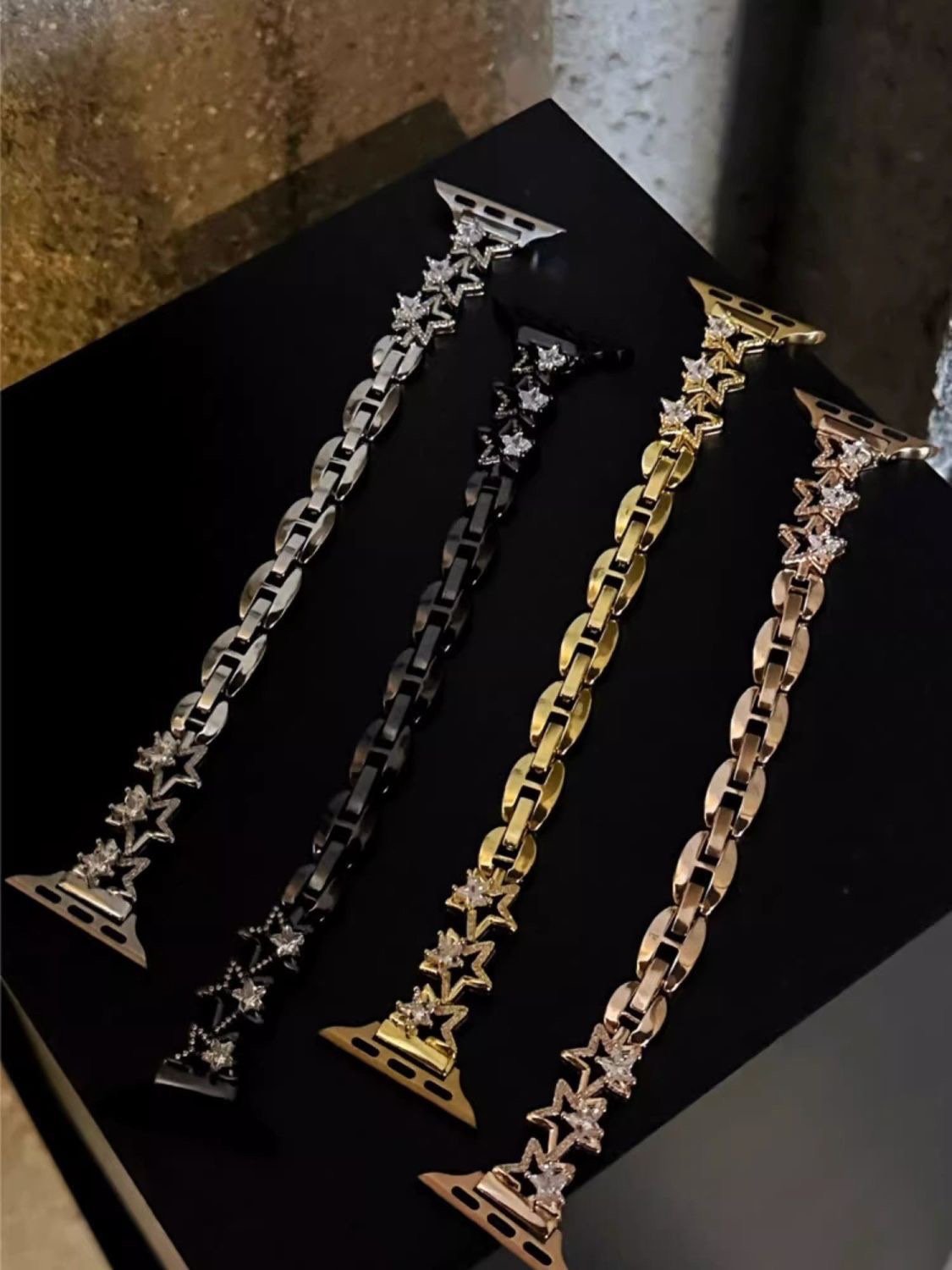 Suitable for Apple Watch iwatch9 strap, fine stainless steel metal star chain, Apple Watch 8 women's version, unisexual bracelet Item Picture