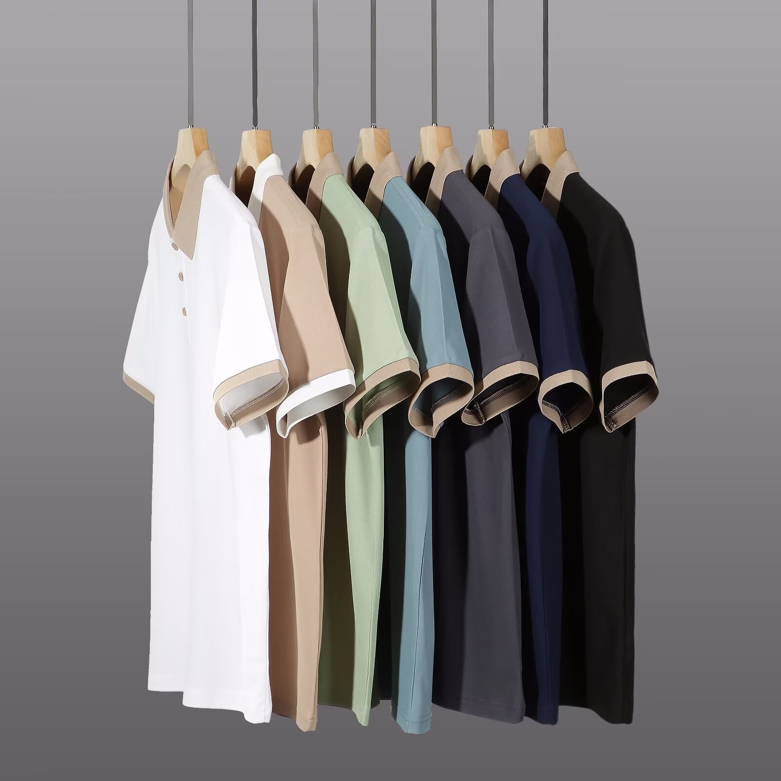 Men's T-shirt, pure cotton Polo shirt, short-sleeved Polo shirt, fashionable and casual men's Polo shirt, spring and summer new style details Picture