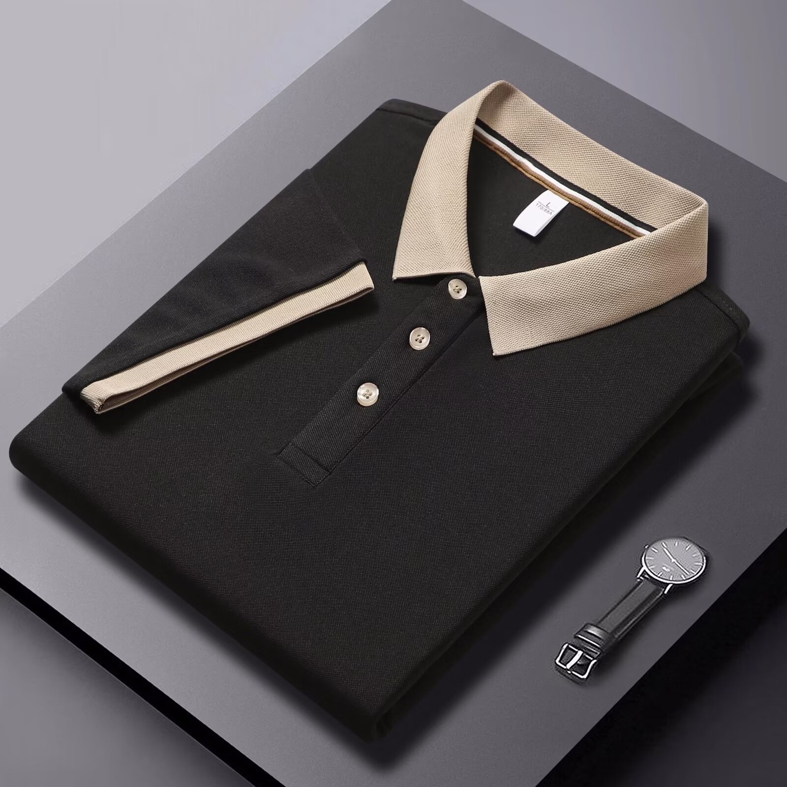 Men's T-shirt, pure cotton Polo shirt, short-sleeved Polo shirt, fashionable and casual men's Polo shirt, spring and summer new style detail image 13