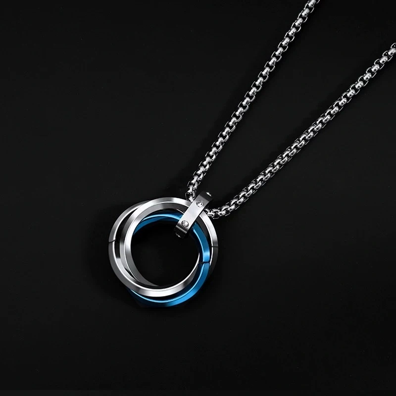 Interlocking, niche and high-end necklace, men's trendy hoodie chain, men's long chain pendant, men's accessory, women's detail image 3