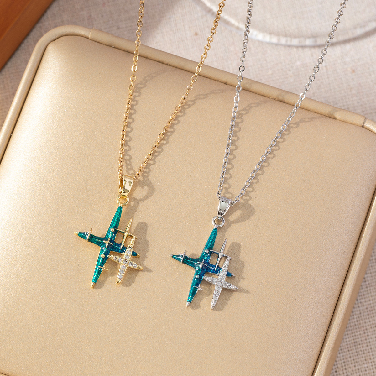 欧美跨境微镶星球行星吊坠项链 铜镶锆石锁骨链时尚INS简约项饰