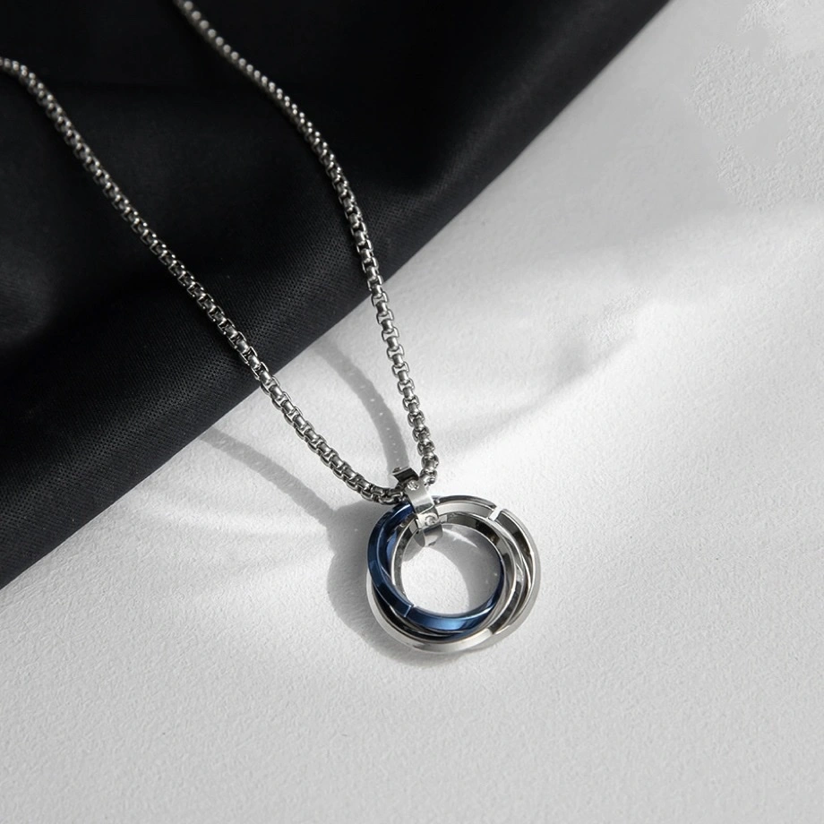 Interlocking, niche and high-end necklace, men's trendy hoodie chain, men's long chain pendant, men's accessory, women's detail image 6