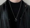 Interlocking, niche and high-end necklace, men's trendy hoodie chain, men's long chain pendant, men's accessory, women's Item Picture