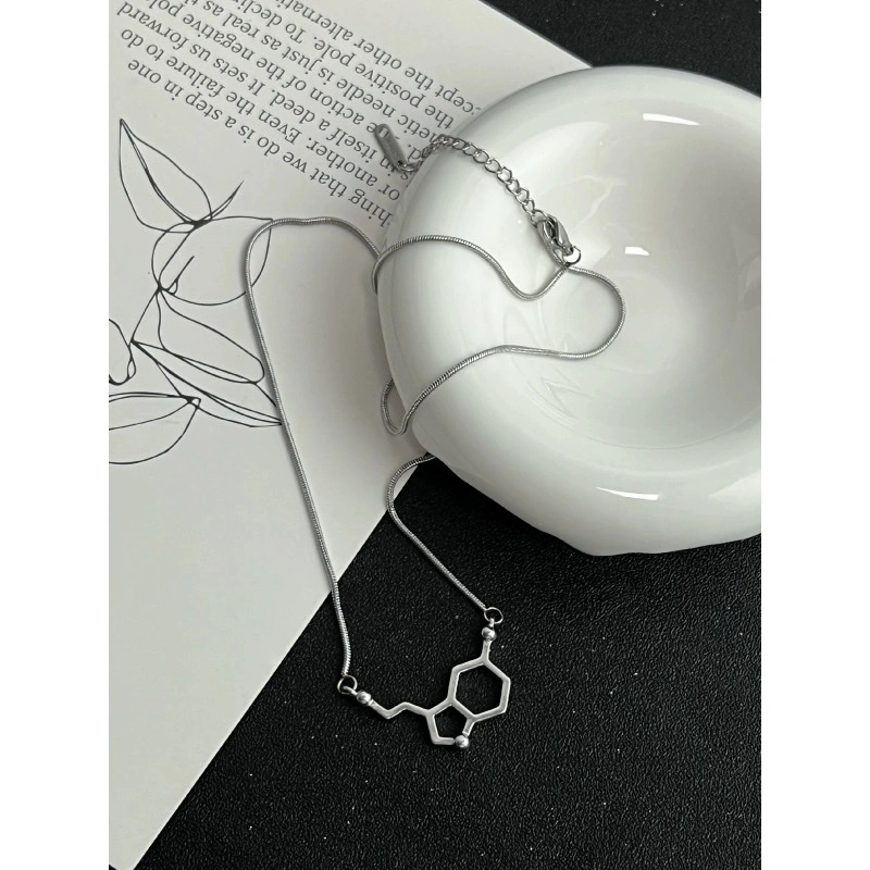 Design sense serotonin necklace, individual and simple chemical formula necklace, ins simple couple happy gift, cold style women's necklace, couple style detail image 4