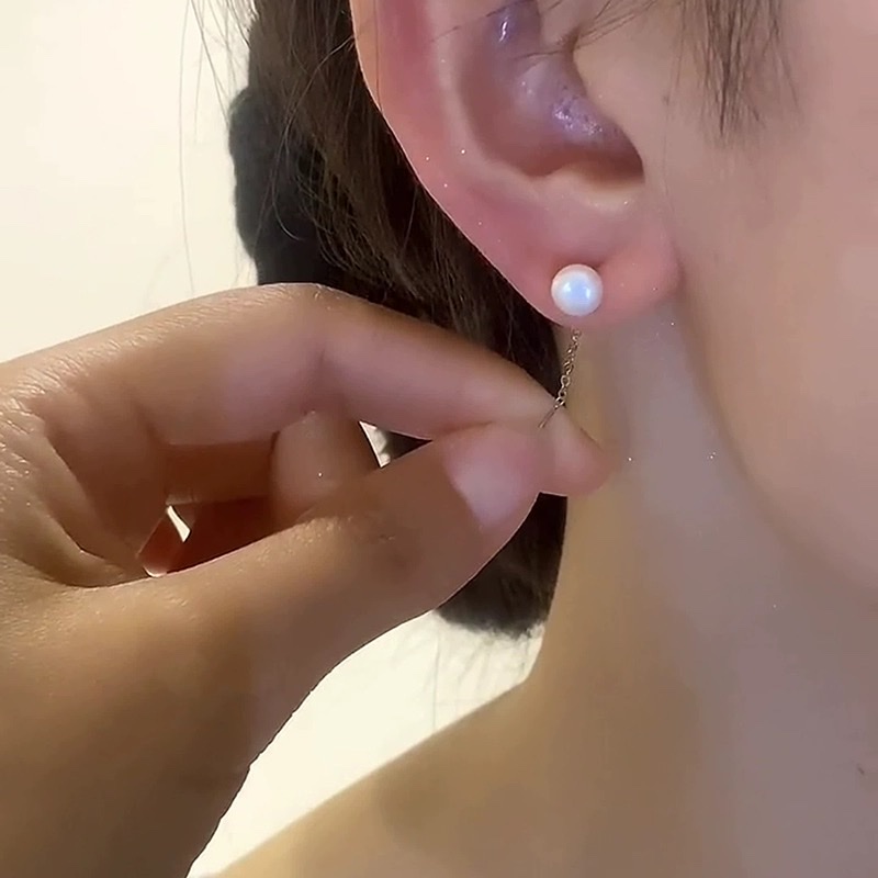 2024镶钻小清新珍珠长款流苏耳线简约小众设计感时尚百搭耳坠女12饰品耳饰耳钉女长款气质细节图