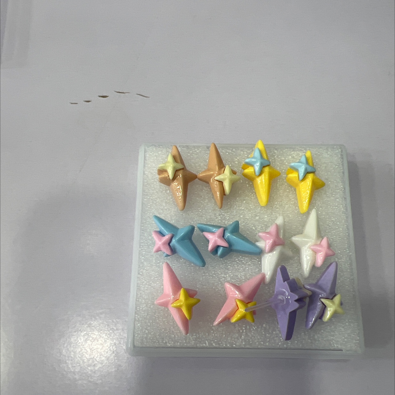 新款饰品美拉德色系耳饰星光闪耀塑料针防过敏耳钉详情图4