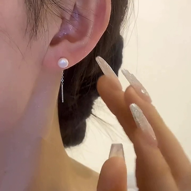 2024镶钻小清新珍珠长款流苏耳线简约小众设计感时尚百搭耳坠女12饰品耳饰耳钉女长款气质详情图3