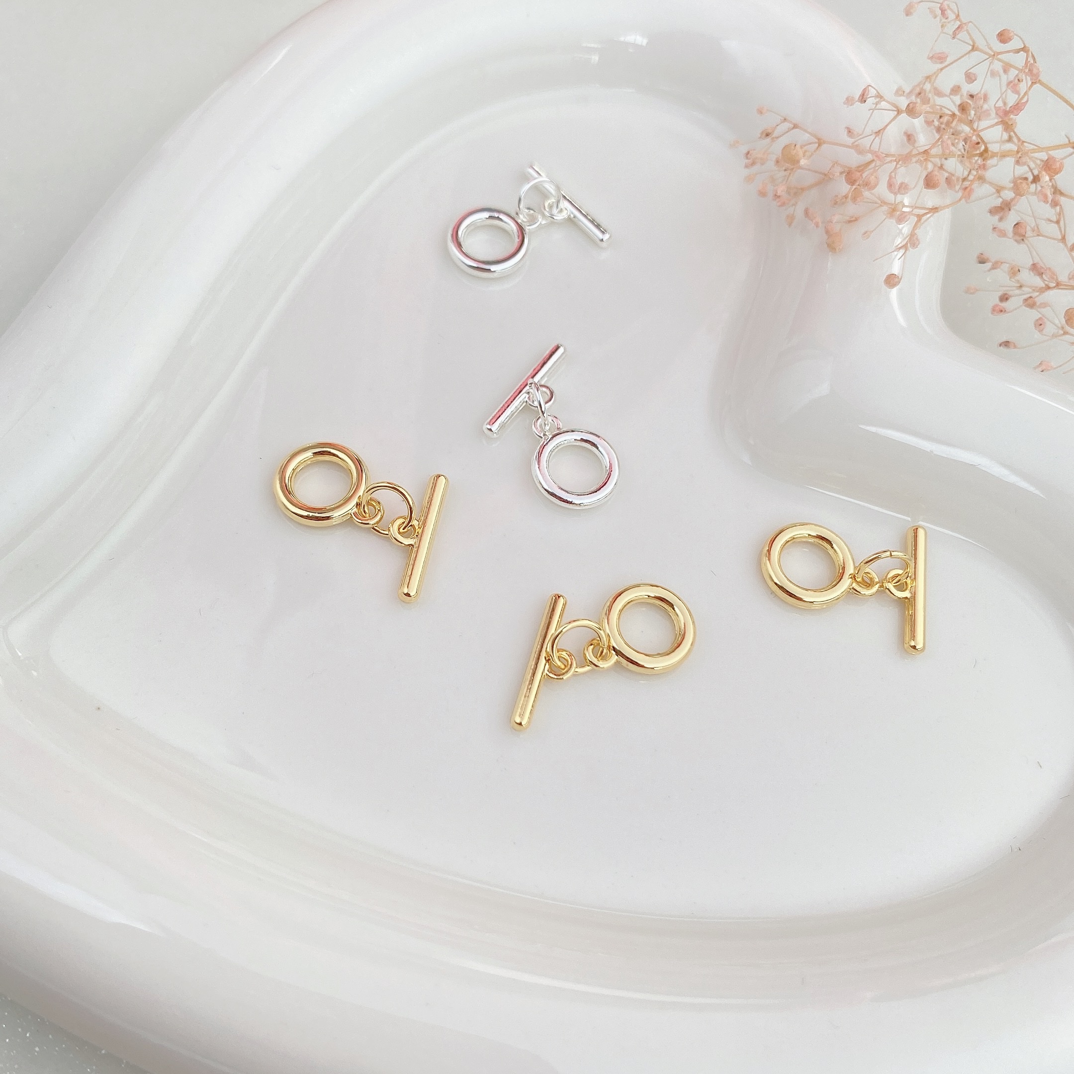 OT pearl buckle plated with 18K true gold, high-warranty accessory 10mm
