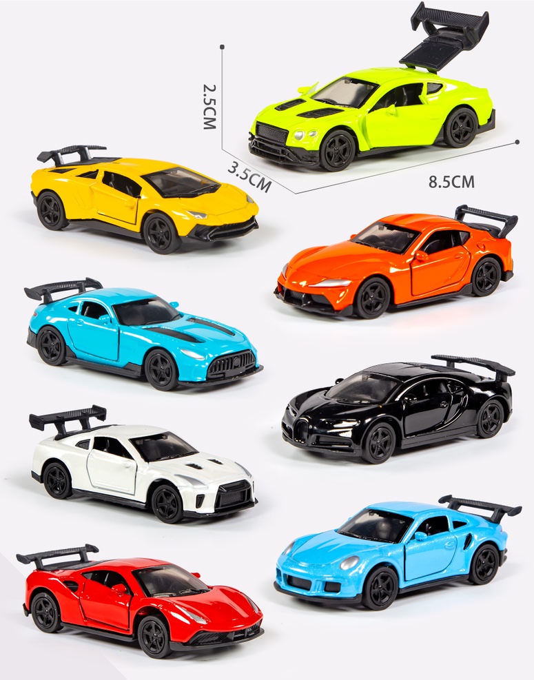 2024年新款，1:64条装合金车，8款混装，可三开门，带回力功能，按件批发细节图