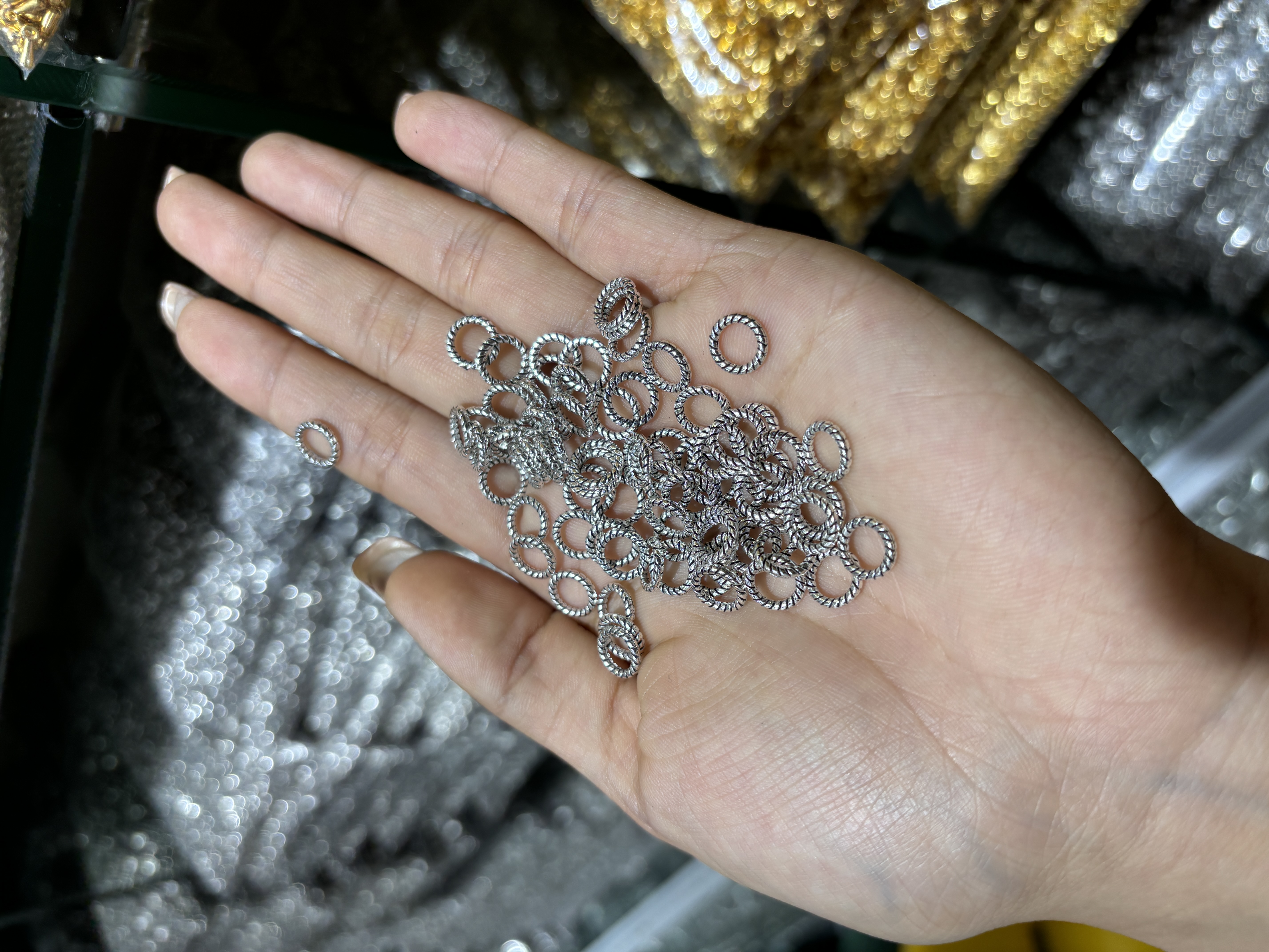 Ancient silver embossed wreath, red rope woven gold and silver circular ring bracelet necklace, circle bracelet necklace diy beaded accessories