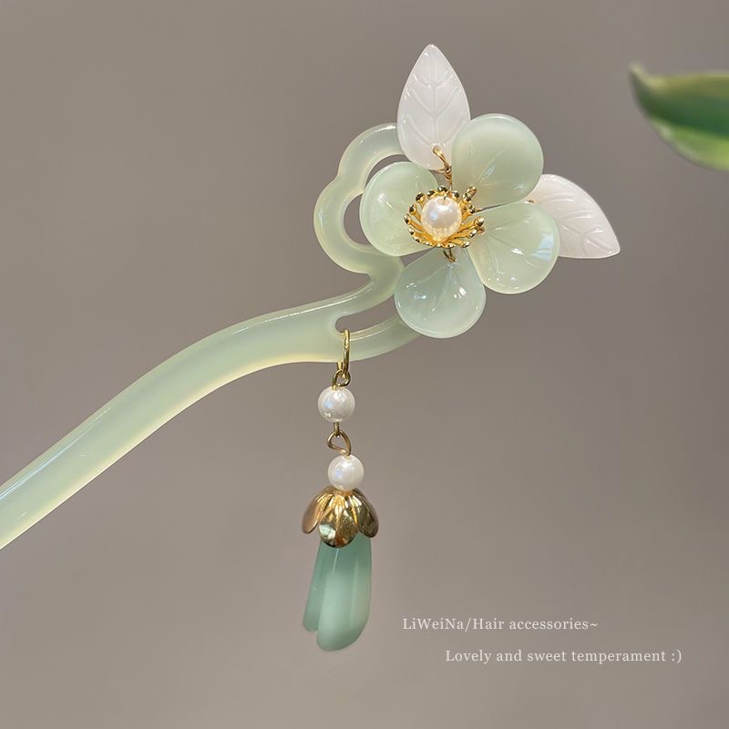 Simple ancient-style pearl flow Su Chaoxian hairpin, new Chinese-style cool updo hair feminine charm, step by step Chinese-style hairpin