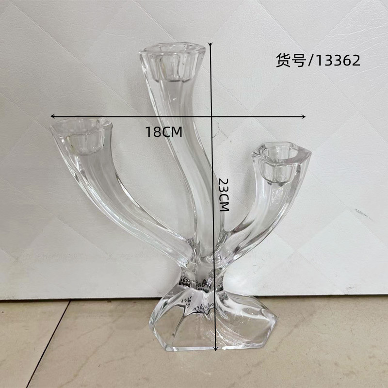 玻璃烛台欧式风格家居创意设计装饰玻璃制品白底实物图