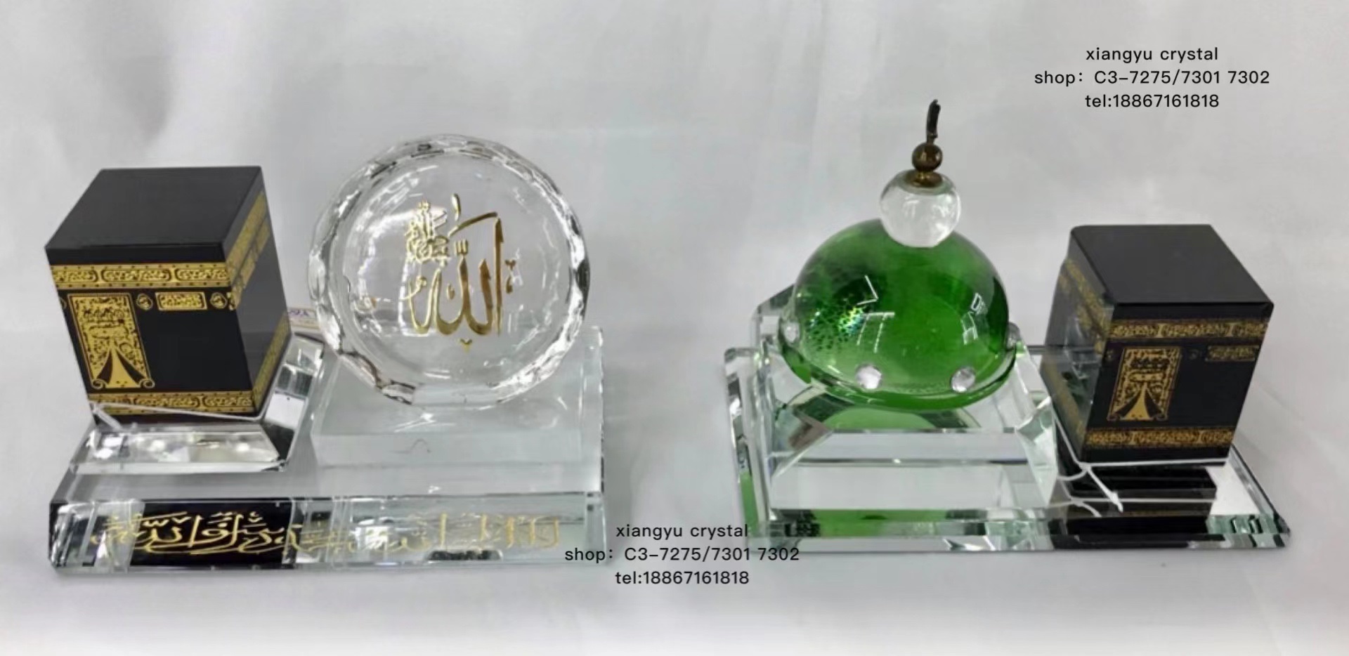 Crystal handicrafts, transparent base plate, black house