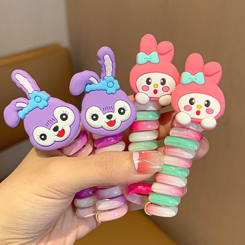 Children's curly butterfly telephone line hair band, girls' high ponytail hair tie, high elasticity and durable rubber band braid headwear details Picture