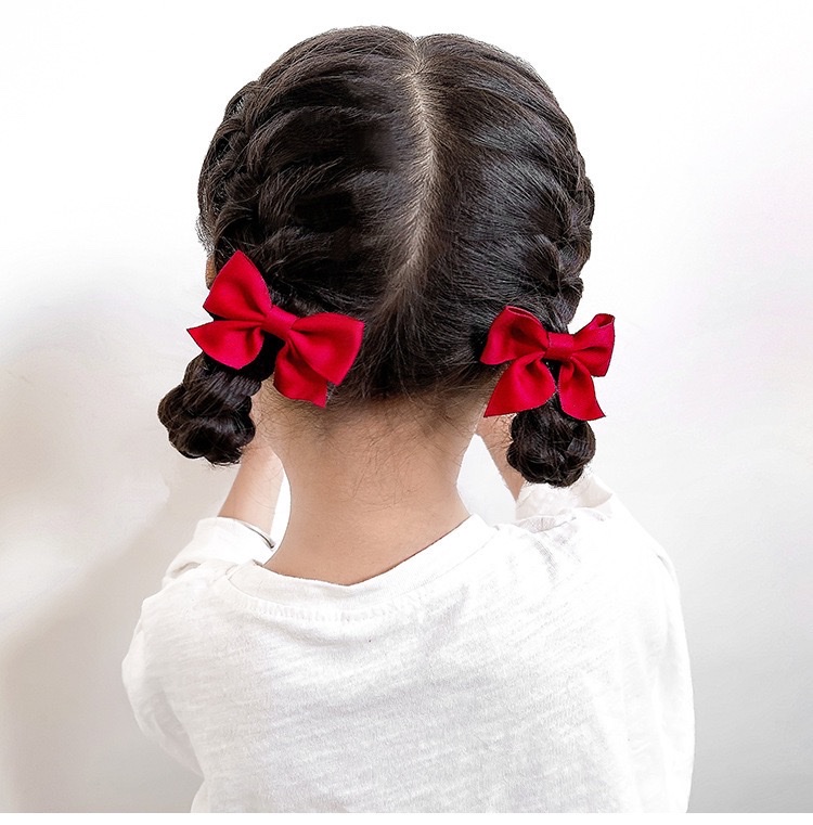 Children's red bow hair clip 2024, a new and cute cute broken hair clip, exquisite summer women's headwear, side top clip details Picture