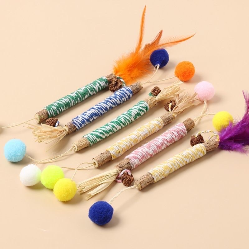 Cat toys, cat teething sticks, gall fruits, raffia grass, colorful cotton ropes, wood knotweed sticks, cat toys, catnip toys, pet cat toys, pet supplies pic 4