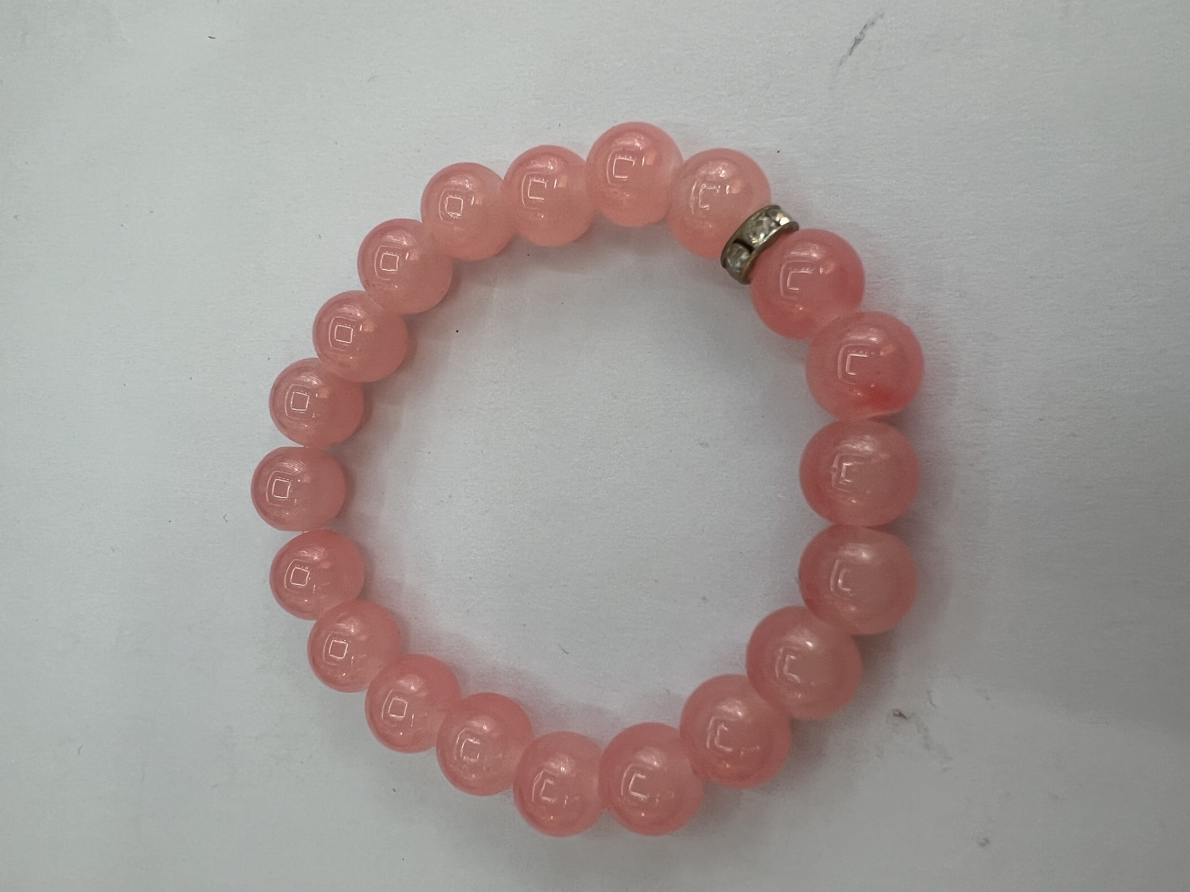 西瓜红手串时尚潮流个性手工饰品 简约百搭女士手链手串粉色少女心手串白底实物图