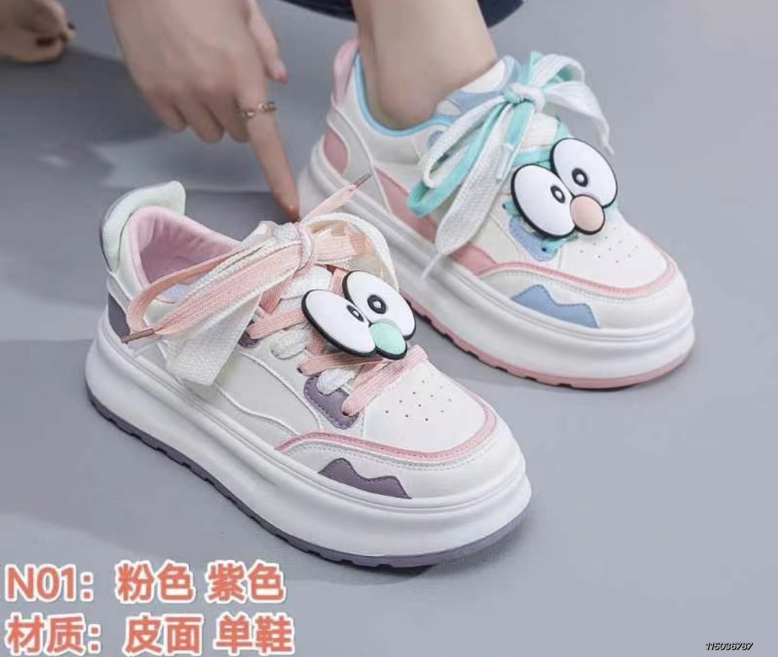 2024新款女士运动小白鞋厚底休闲鞋women’s sneakers 运动鞋白底实物图