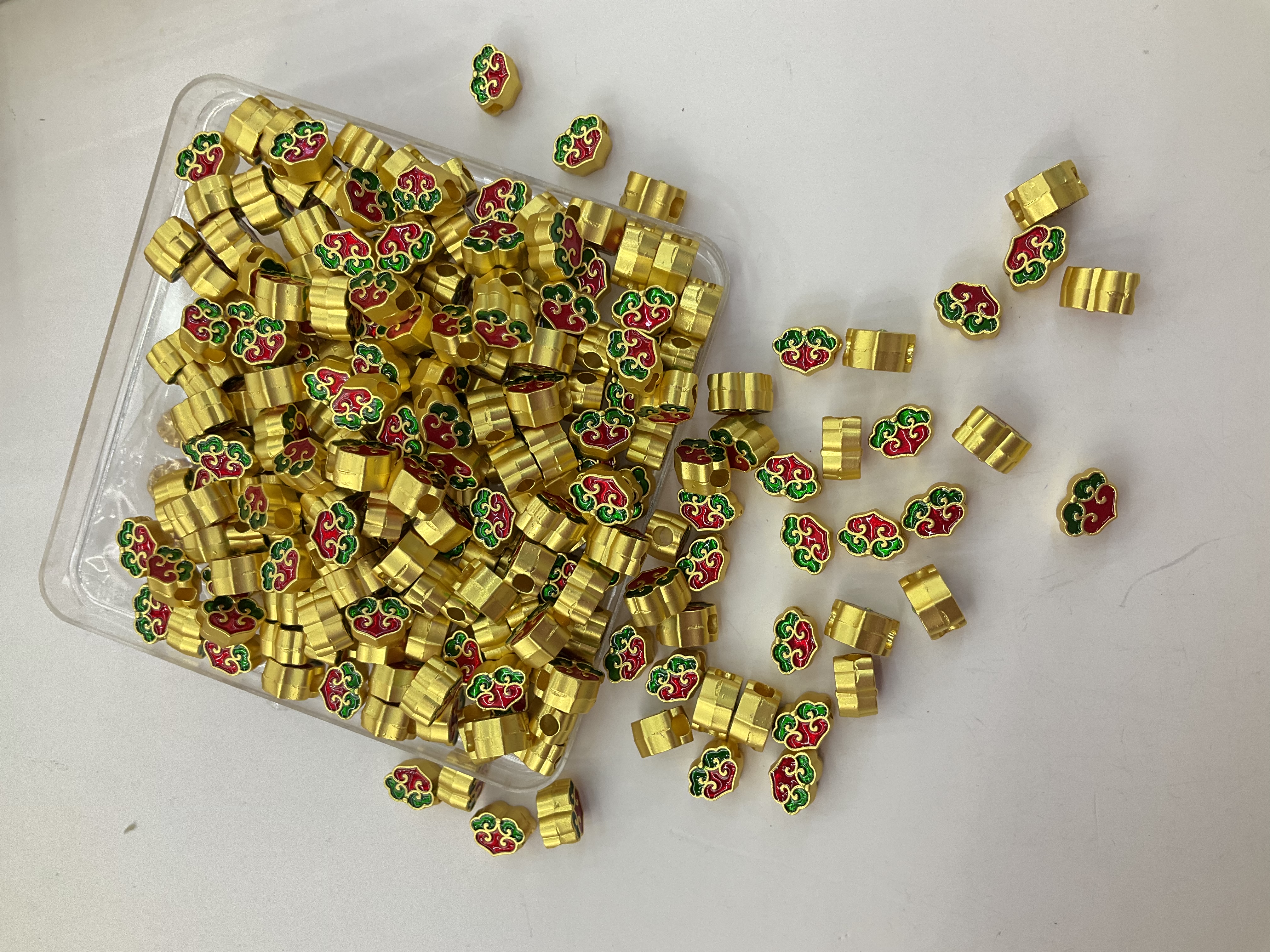 古法沙金如意祥云通孔隔珠diy手链手串手工编绳配件配珠