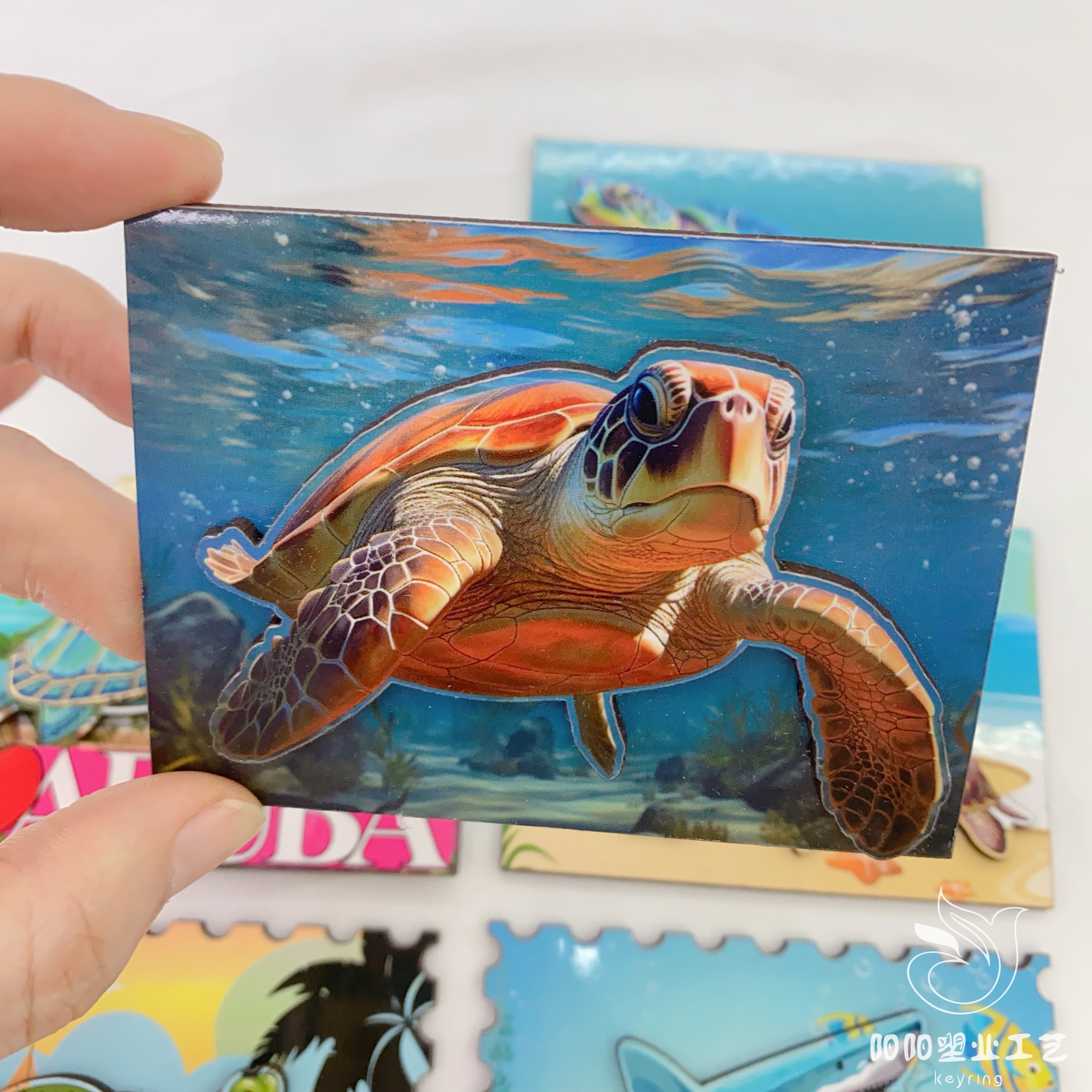Original wooden Marine life fridge magnets, aquarium turtles, sea lions, dolphins, sharks, magnetic stickers, cultural and creative gifts, fridge magnets, magnetic stickers Item Picture