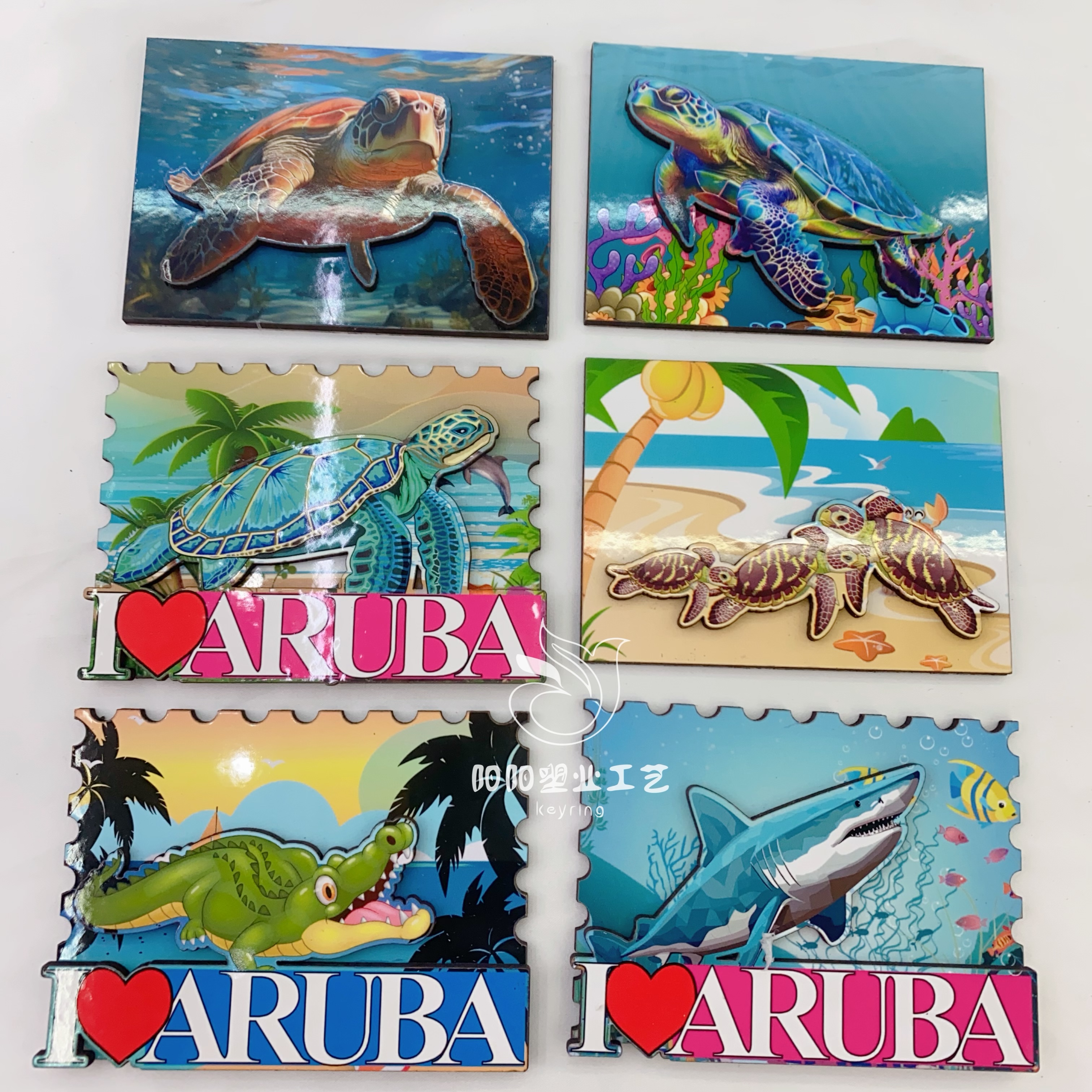 Original madera vida marina pegatinas de refrigerador acuario tortugas leones marinos delfines tiburones pegatinas magnéticas vintron regalo pegatinas de refrigerador pegatinas magnéticas