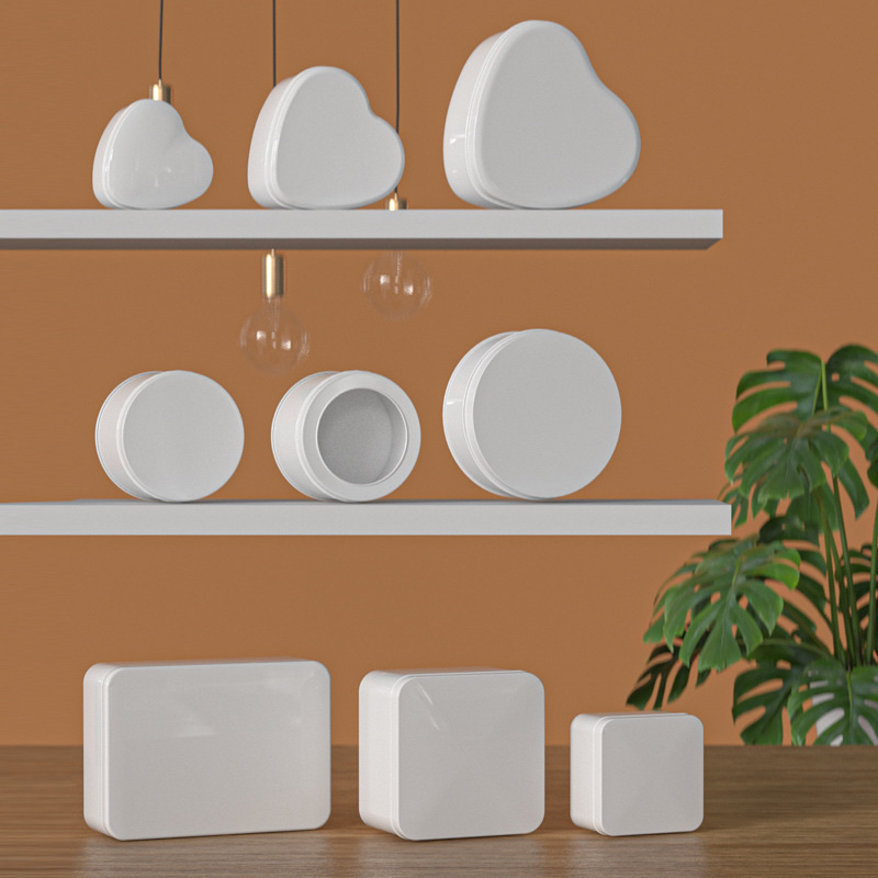 爱心马口铁盒白色金属包装盒巧克力饰品糖果收纳马口铁盒现货批发可小批量定制logo现货铁盒批发图