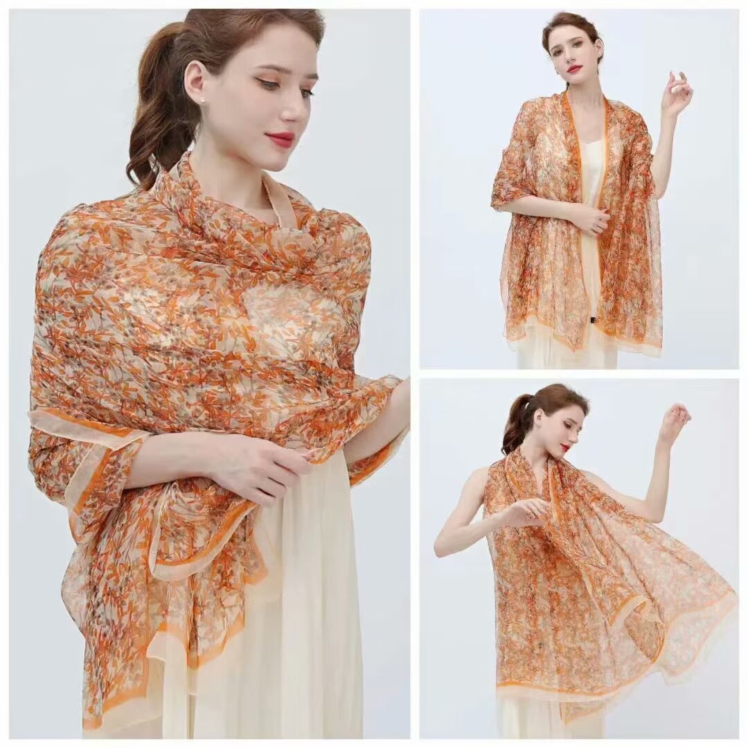 2024 New Yurosa Summer New Sunblock Scarf Gauze Gauze Breathable And Elegant Beach Scarf Scarf Girls Silk Scarf details Picture