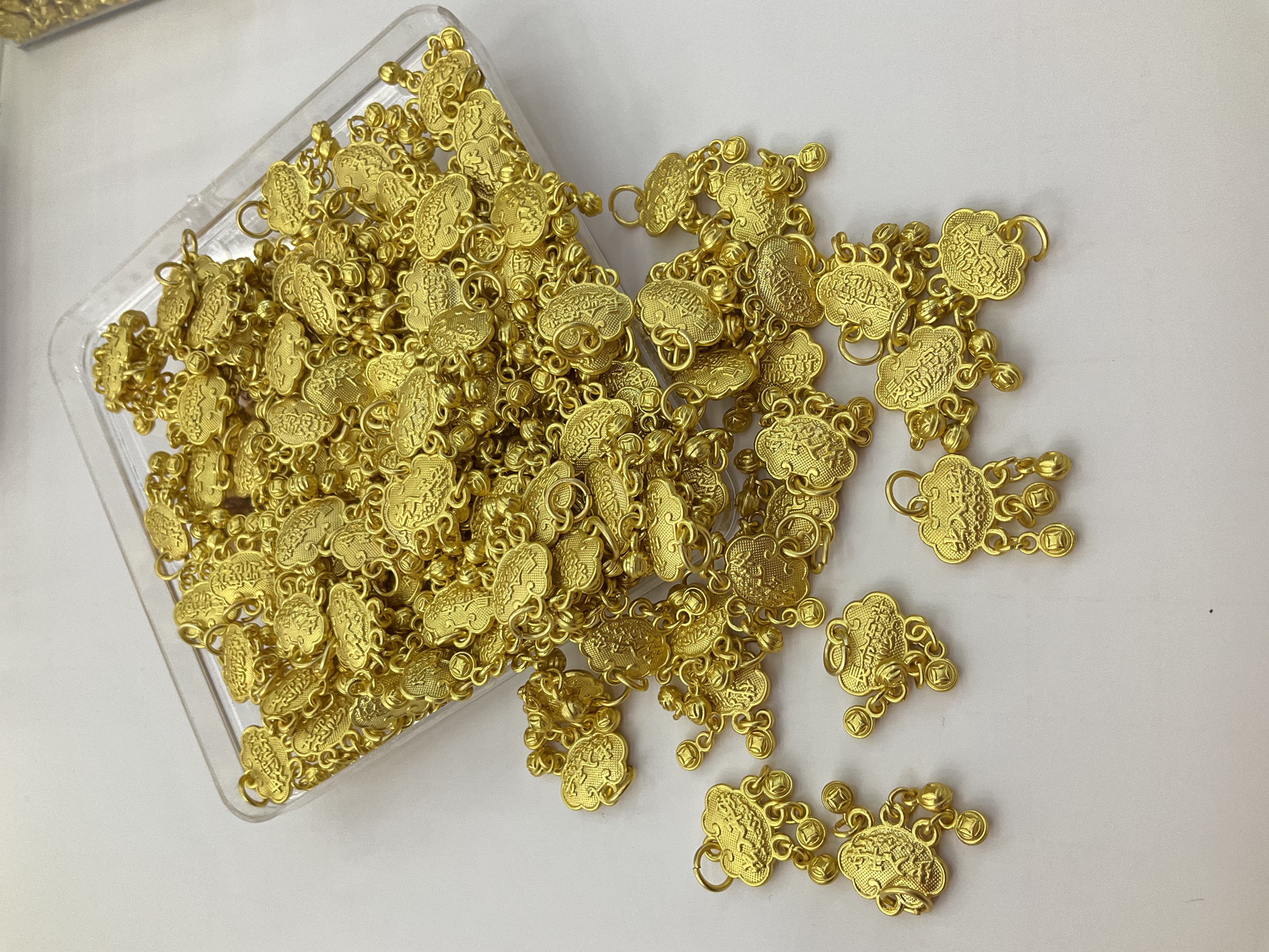 长命富贵锁出入平安古法沙金手工diy制作手链项链小吊坠合金配件