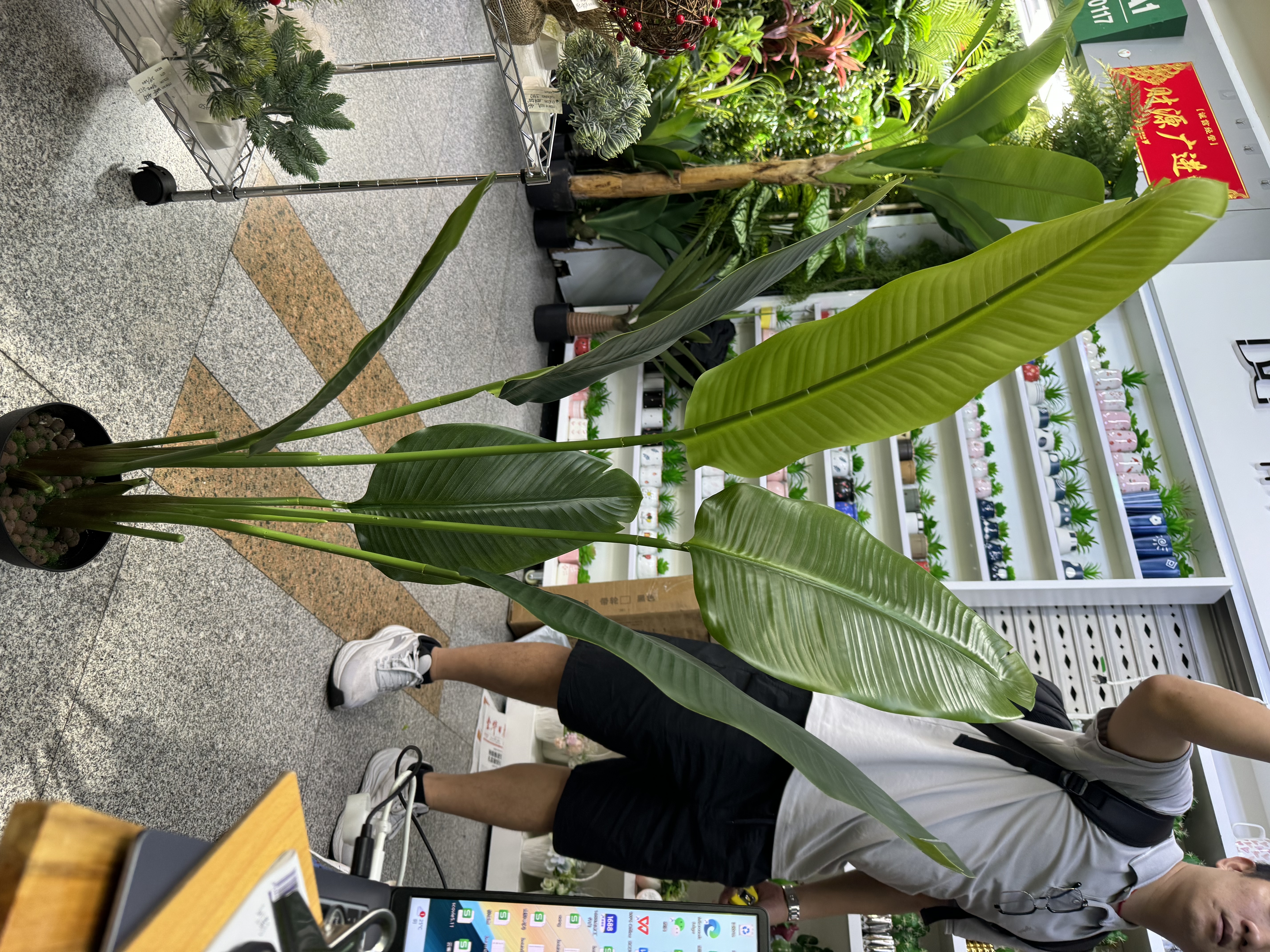 Hand-knitted bouquets, green plant ornaments, artificial flower artworks, artificial tree decorations, artificial green plants, home decorations, artificial traveler's bananas, 1.2m, 1.4m, 1.8m, 2.2m detail image 1