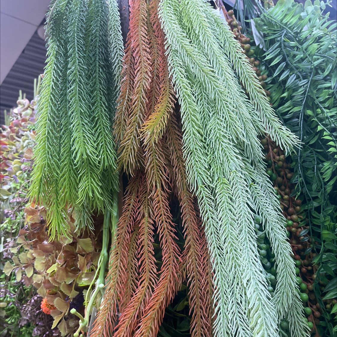 仿真壁挂蕨叶藤条吊顶绿色植物藤蔓装饰绿植墙壁装饰白底实物图