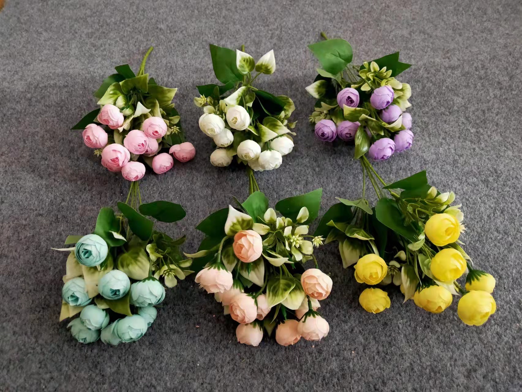 广东嘉盈仿真花艺，5头10花仿真茶苞，6色，颜色鲜艳漂亮