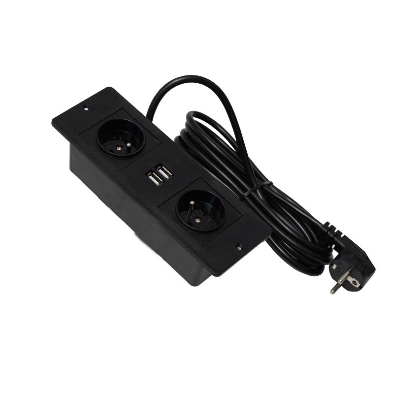 European standard USB socket hidden screw hole installation power strip, French, German, South Korean EU charging port power strip Item Picture