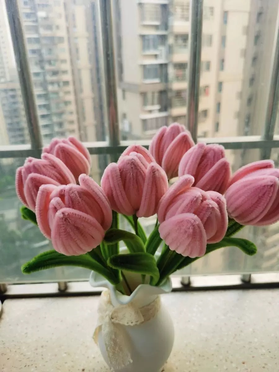 单色扭扭棒毛根加密花束手工diy材料包毛条幼儿园马卡龙彩色批发白底实物图