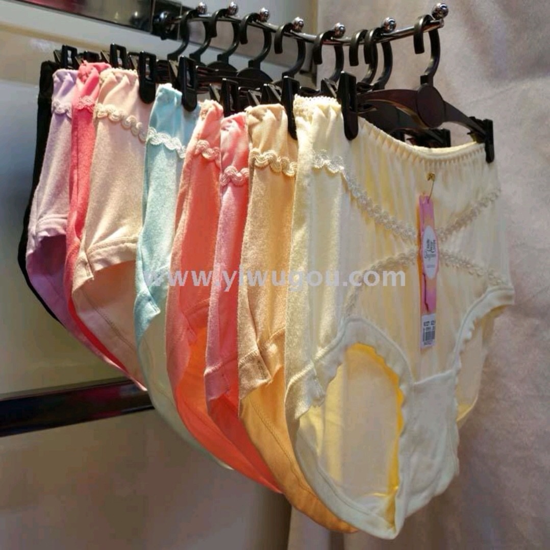 内裤棉质面料蕾丝女士内裤中腰收腹大码纯棉裆莫代尔三角裤白底实物图