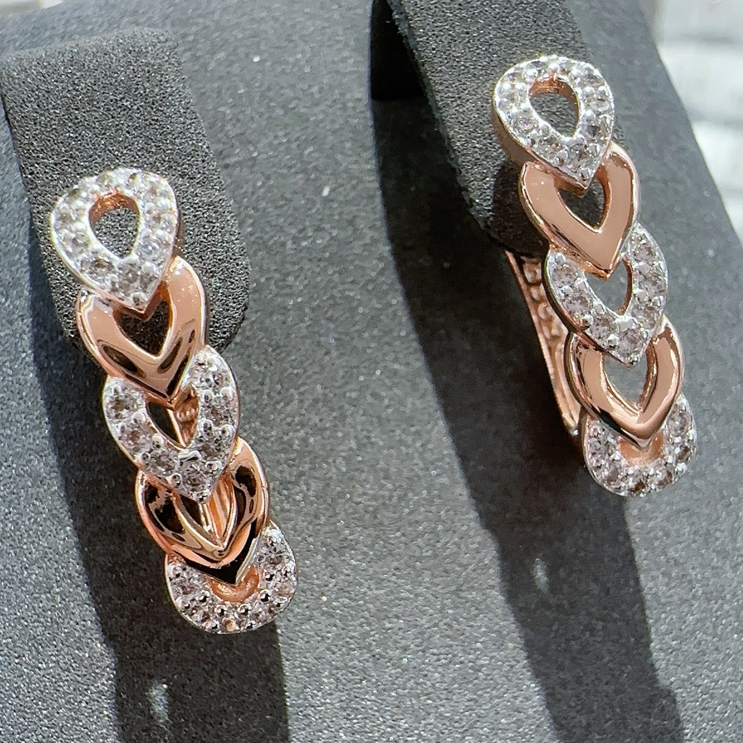 Gulkina gold and silver dual-color ear buckles, zircon earrings, cross-border e-commerce earrings, 585 rose gold real gold color-preserving electroplated jewelry, Russian trade wholesale jewelry, earrings factory wholesale