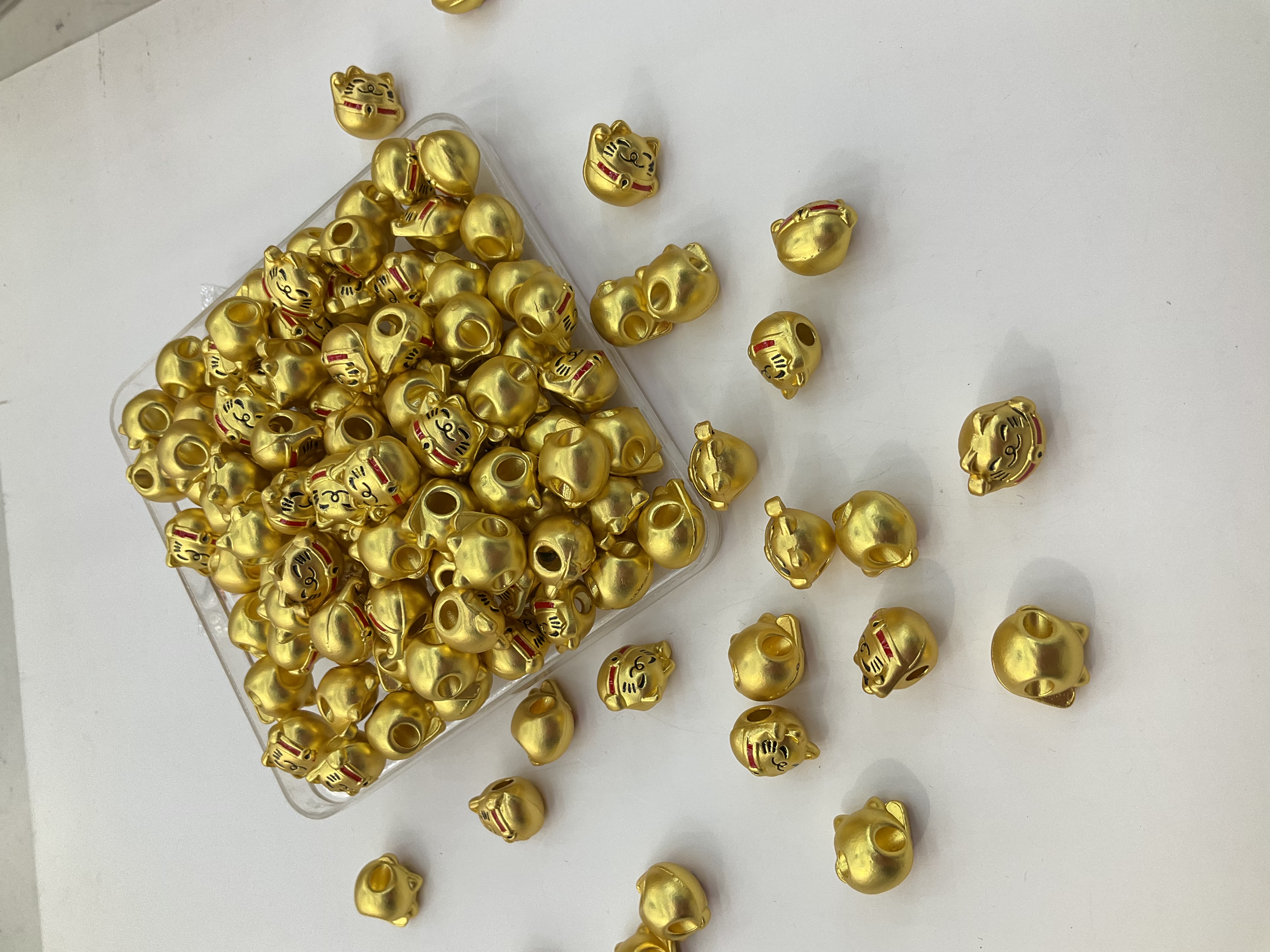 古法沙金铃铛招财猫diy配件配珠手链手串手工编织