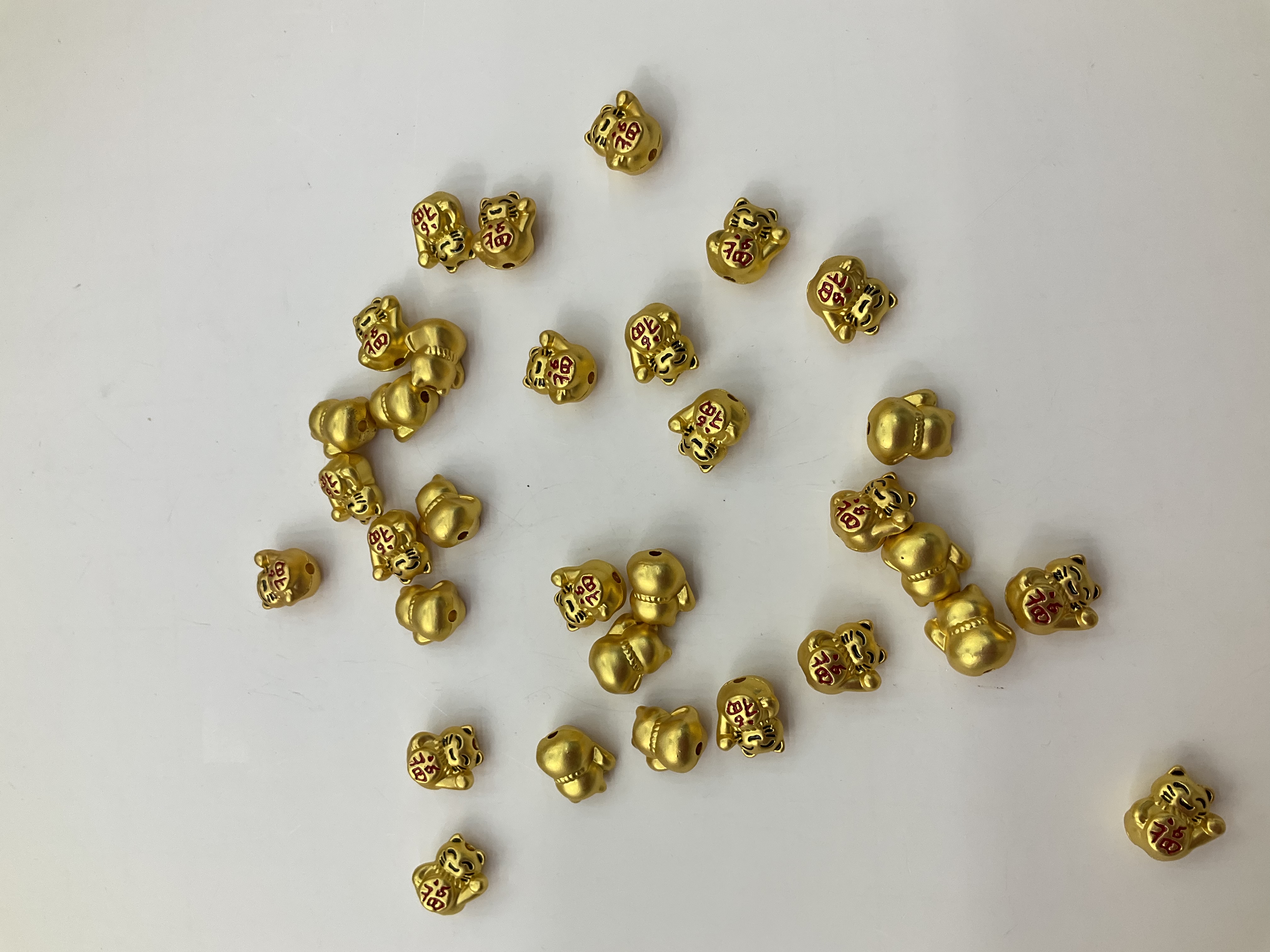 沙金招财猫隔珠竖孔散珠手工diy串珠手机链编织配件产品图