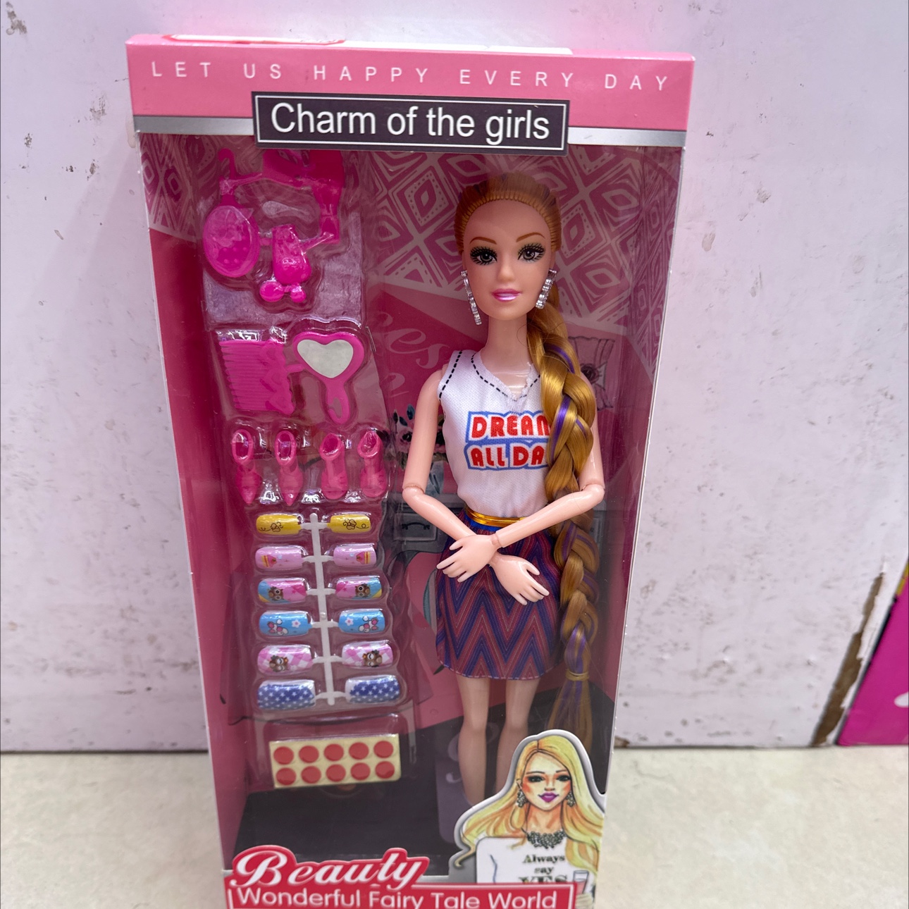 套装娃娃加指甲片，娃娃手关节可动。大辫子加耳环公主娃娃详情图2