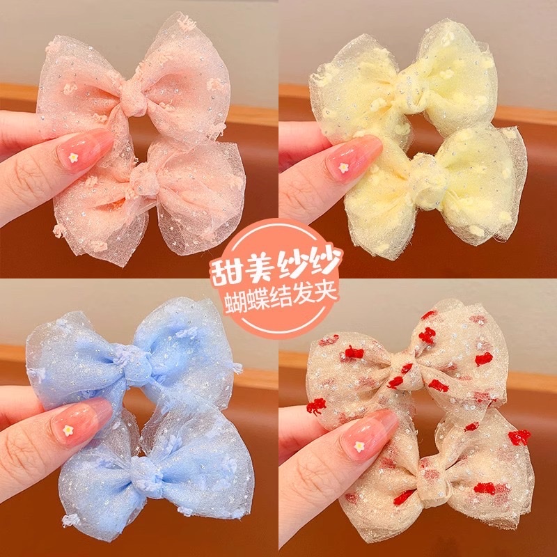 儿童波点蝴蝶结发夹甜美可爱女童气质后脑勺发卡宝宝简约夹子发饰 发夹创意饰品发夹发饰抓夹创意饰品创意饰品