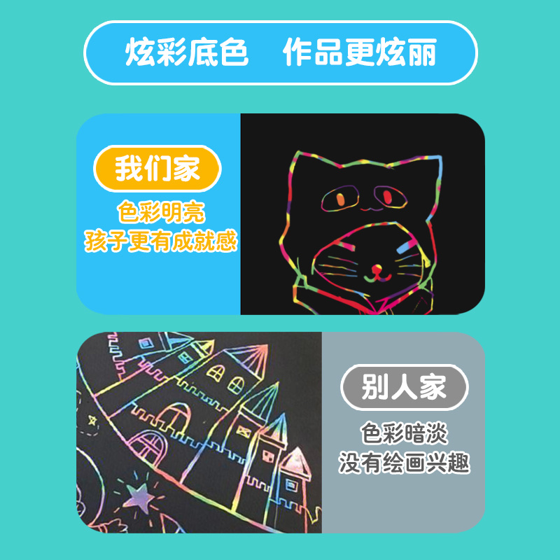 炫彩刮画纸a4刮刮画本小学生刮刮乐画画纸8k儿童黑色美术刮蜡纸彩色涂鸦刮花纸幼儿园女孩创意绘画16开刮画纸绘画纸详情图3